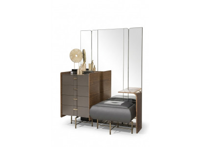 Maquillage Dësch Set Konsole Spigel Schlofkummer Miwwel Design Hocker 2-delig. Nei