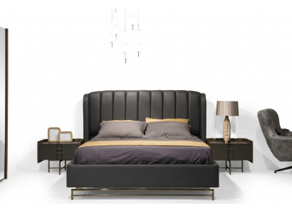 Modern Schlofzëmmer Set Bett + 2x Nuetsdëscher Design Miwwelen 3 Stéck EU