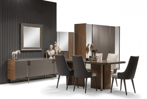 Luxus Iesszëmmer Set Iessdësch 6x Still Sideboard Iessgruppen Iessgarnitur 8 Stéck