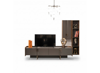 Wunnzëmmer Fernsehwand Holz Modern Regal Wunnzëmmer Miwwelen Schaf RTV mat Wandschaf