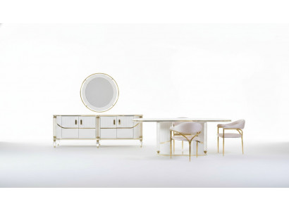 Luxus Iesszëmmer Set Iessdësch + 6x Stullen + Anrichte Iessgruppen Sideboard 8 tlg