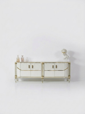 Anrichte Schafschränk Héichglanz Miwwelen Holz Luxus Kommode Sideboard Mat Spigel Luxus