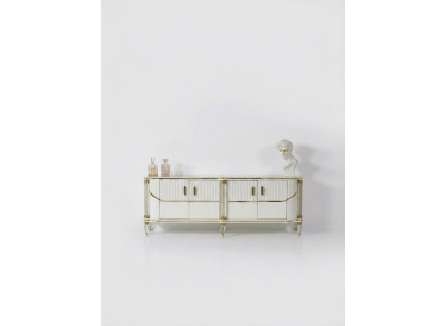 Anrichte Schafschränk Héichglanz Miwwelen Holz Luxus Kommode Sideboard Mat Spigel Luxus