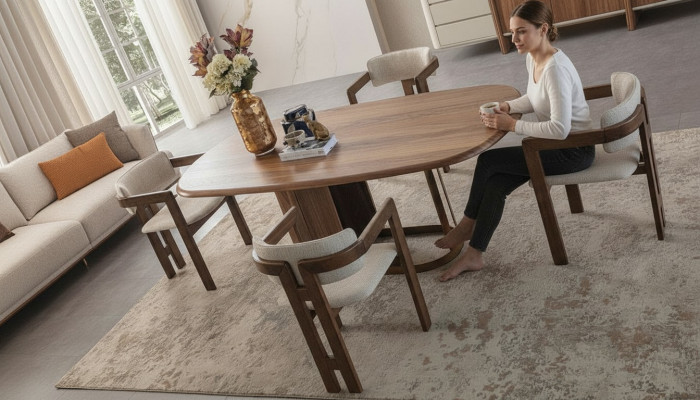 Iesszëmmer Set Luxus 6x Still Iessdësch Iessgrupp Garnitur Lehnstill Modern Nei