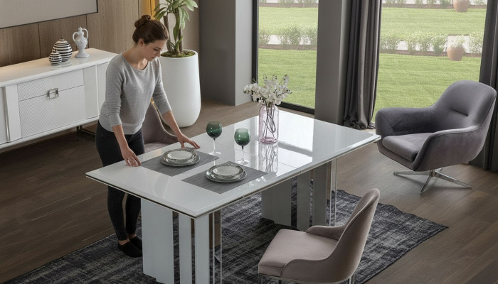 Iesszëmmer Set Luxus 6x Still + Iessdësch Iessgrupp Garnitur Lehnstill Nei Modern