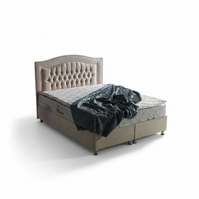 Bettdesign Betten Luxus Beige Polster Schlofzëmmer Miwwelen Sëlwer Chesterfield
