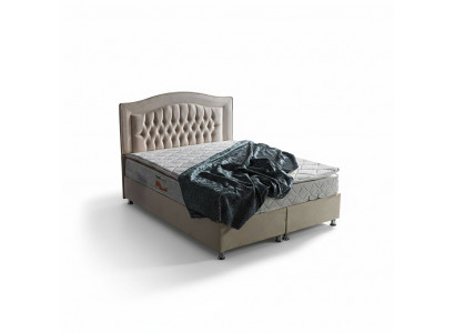 Bettdesign Betten Luxus Beige Polster Schlofzëmmer Miwwelen Sëlwer Chesterfield