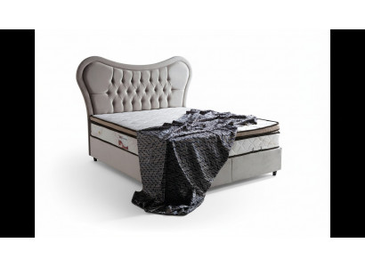 Bett Design Betten Luxus Beige Polster Schlofzëmmer Miwwelen Chesterfield 160x200