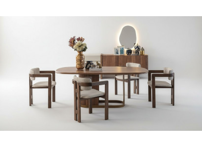 Luxuriéis Iesszëmmer Set Iessdësch + 6x Still + Kommode + Spigel 9 Stécker Modern