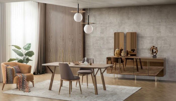 Iesszëmmer Set 6x Still+Iessdësch+Sideboard+Spigel Set Iesszëmmer Designer Nei
