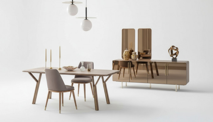 Iesszëmmer Set 6x Still+Iessdësch+Sideboard+Spigel Set Iesszëmmer Designer Nei