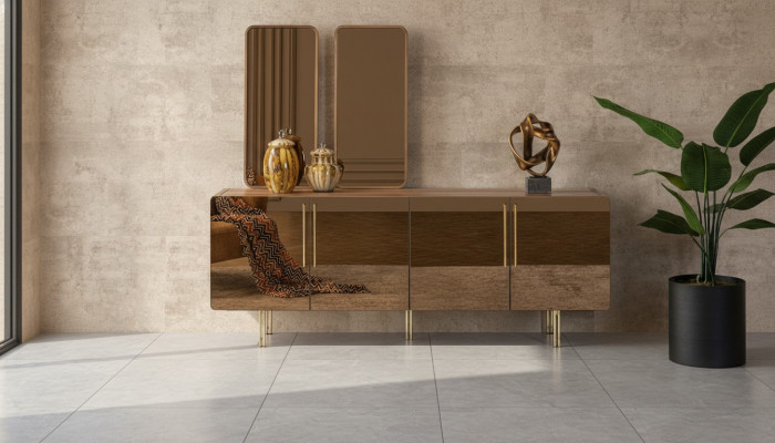 Säitendësch mat 2x Spigel Anrichte Luxus Garnitur Kommode Holz Kommoden Modern