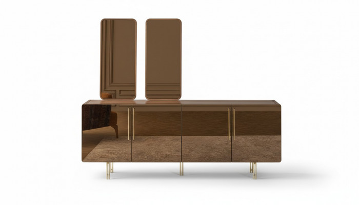 Säitendësch mat 2x Spigel Anrichte Luxus Garnitur Kommode Holz Kommoden Modern