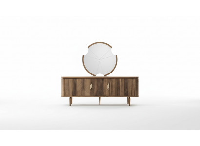 Iessdësch + 6 Still + Sideboard + Spigel Iesszëmmer Set Iessgrupp Gruppendësch