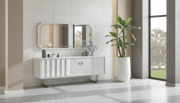 Grupp Sideboard Spigel Kommod Schief Kachholzmöbel Wäiss Wunnzëmmer