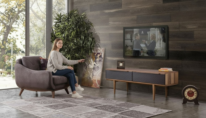 TV-Stänner Säitestéck Wunnzëmmer Holz Design Miwwelen RTV Lowboard Nei