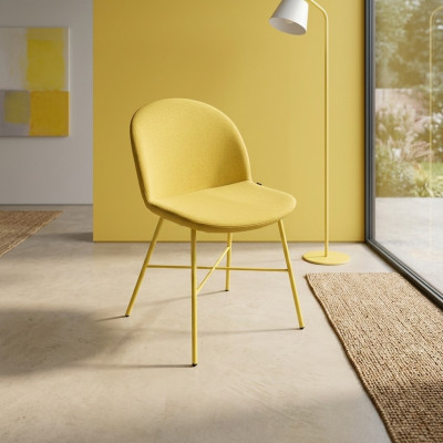 Gelber Stuhl Esszimmer Sitzer Luxus Designer Textil Stühle Sitz Möbel