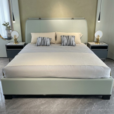 Luxus Schlofzëmmer Set Modern Duebelbett mat 2x Nuetsdëscher Design 3stéck Komplett
