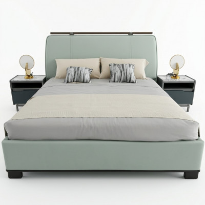 Luxus Schlofzëmmer Set Modern Duebelbett mat 2x Nuetsdëscher Design 3stéck Komplett