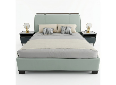 Luxus Schlofzëmmer Set Modern Duebelbett mat 2x Nuetsdëscher Design 3stéck Komplett
