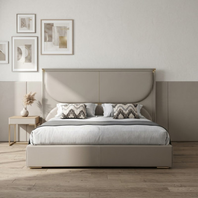 Luxus Schlofkummer Bett Designer Miwwelen Duebelbett Wäiss Textil Better Holz Nei
