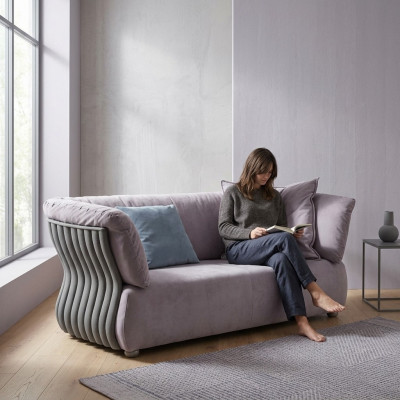 Sofa 2 Sëtzer Designer Sofa Couch Polstersofa Couchen Stoff Textil Nei
