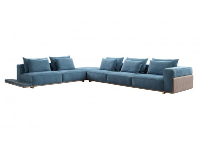 Blo Aroma L-Form Canapé Wunnzëmmer Luxus Stoffmiwwel Luxus Design Nei