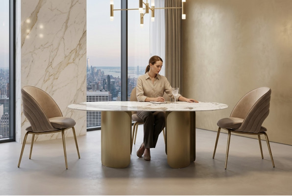 Exklusivt Iesszëmmer Set Besteet aus 5 Deeler: Iessdësch + 4x Still Luxus Komplett