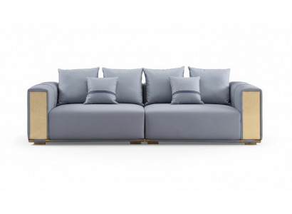 Luxus Sofa 4 Sëtzer Polstersofa Blo Textil Sëtz Design Canapé Modern Nei