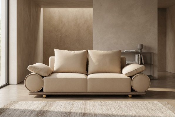 Modern Sofa 3 Sëtzer Wäiss Faarf Designer Polstersofa am Wunnzëmmer nei