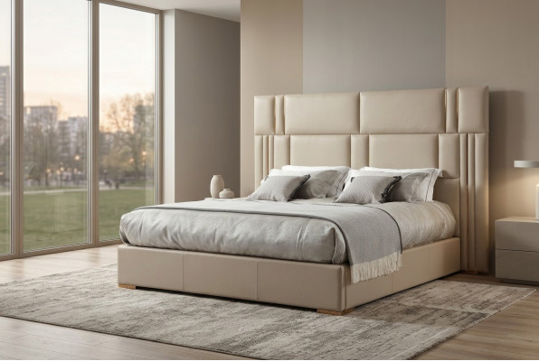Luxus Schlofzëmmer Bett Designer Miwwelen Duebelbett Wäiss Textil Holz Nei