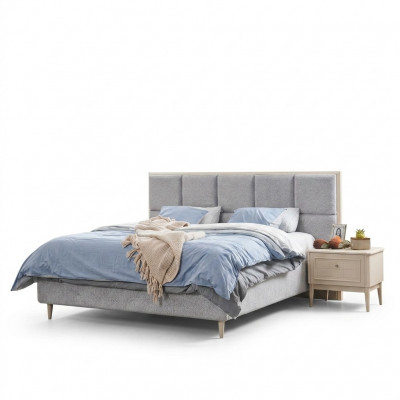 Design-Schlofzëmmer-Set Bett + 2x Nuetsdësch Luxus Duebelbett