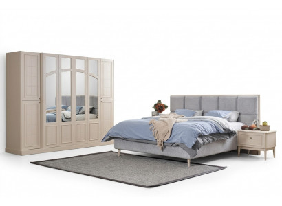 Schlofzëmmer Set Luxus Komplett Bett 2x Nuetsdësch Kleederschaf Modern 4-Deeler