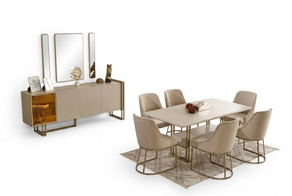 Luxuriéis Iesszëmmer Set Iessdësch + 6x Still + Sideboard + 3x Spigel 11tlg