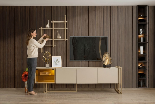 TV Lowboard Schaf Sideboard Kommode Bäischaf mat Regal