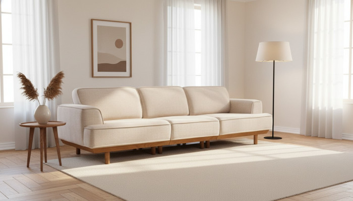 Wäisst Polstersofa Wunnzëmmer 4-Sëtzer Luxus Couch Designer Miwwelen