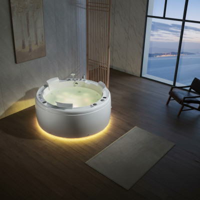 Luxus Whirlpool Badewanne Ronn Wanne Liicht Waasserfall LED-Beliichtung 