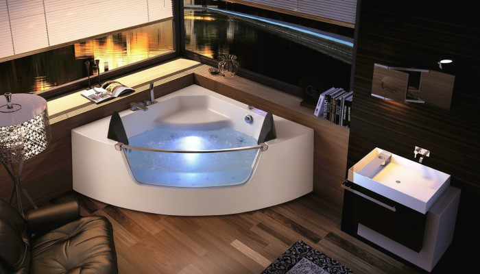 Whirlpool Badkessa Glas LED Luucht Armaturen Eckbadkessa Kessa Badkessa