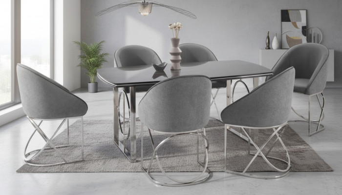 Modern Iesszëmmer Miwwelen luxuriéise Iessdësch + 6x Stull Dësch Stull.