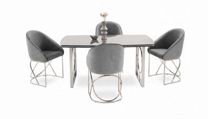 Modern Iesszëmmer Miwwelen luxuriéise Iessdësch + 6x Stull Dësch Stull.