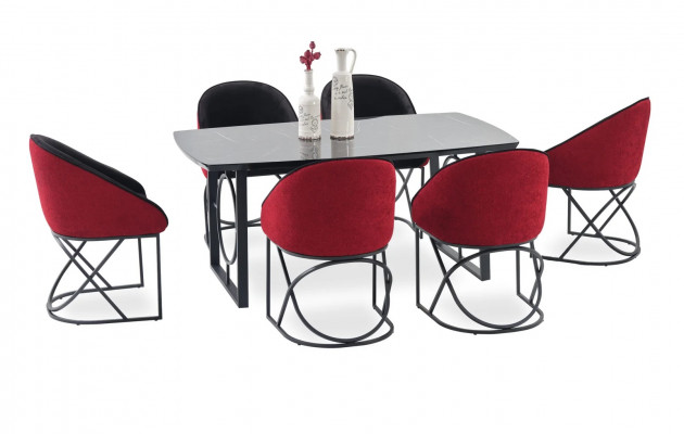 Luxus Designer grénger Iesszëmmerstull 6x Still Eenziesel Modern Iesszëmmer