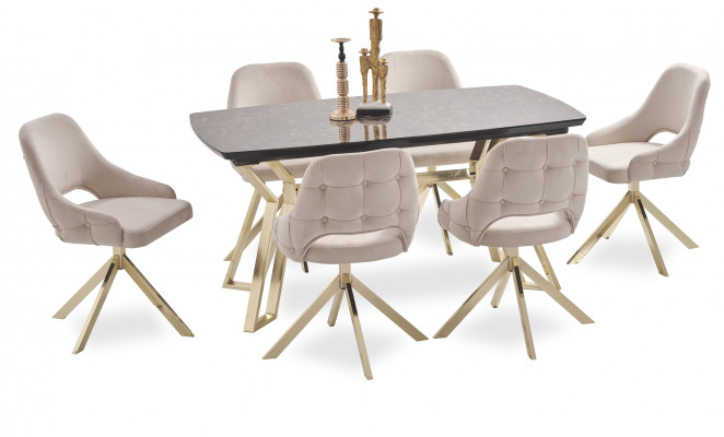 Luxe Iessdësch Iesszëmmer Dësch Metall Gold Dëscher Iessdëscher Miwwelen