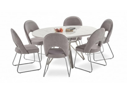 Luxus Iesszëmmer Set Iessdësch mat 6x Still Nei Komplett Modern Miwwel 7tlg.