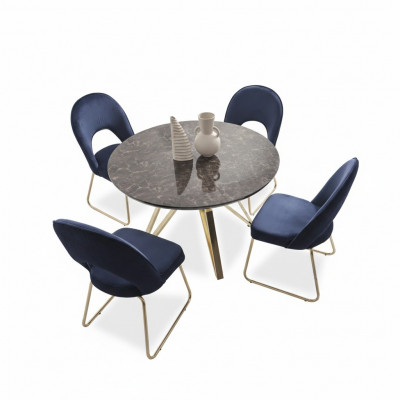 Luxus Iesszëmmer Set Iessdësch 4x Still Textil Iessgrupp Modern Garneri Neigkeeten