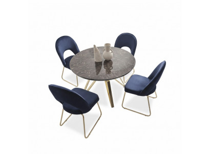 Luxus Iesszëmmer Set Iessdësch 4x Still Textil Iessgrupp Modern Garneri Neigkeeten