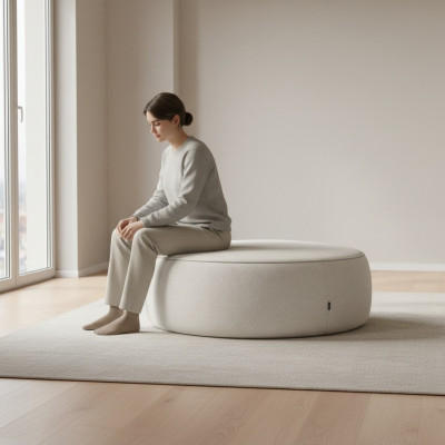 Wäisse Luxus Polster Hocker Rondhocker Sëtzmiwwelen Designer Stilvoll Miwwelen