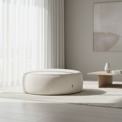 Wäisse Luxus Polster Hocker Rondhocker Sëtzmiwwelen Designer Stilvoll Miwwelen