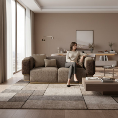 Wunnzëmmer Sofa Zwësëtzeger Luxus Ariichtung Polster Textil Design Polstermöbel