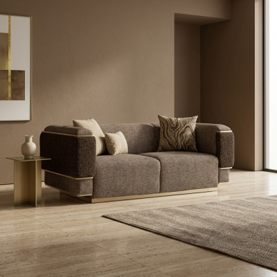 Wunnzëmmer Sofa Zwësëtzeger Luxus Ariichtung Polster Textil Design Polstermöbel