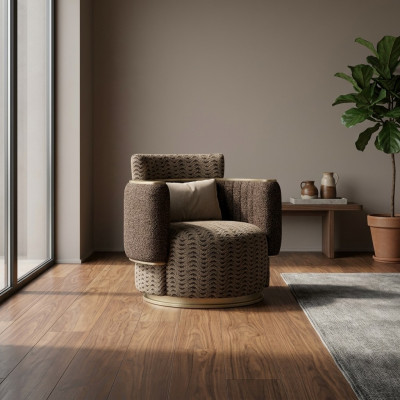 Luxus Polster Sëtz Design Braun Fautteuil Polstermöbel Wunnzëmmer Ariichtung